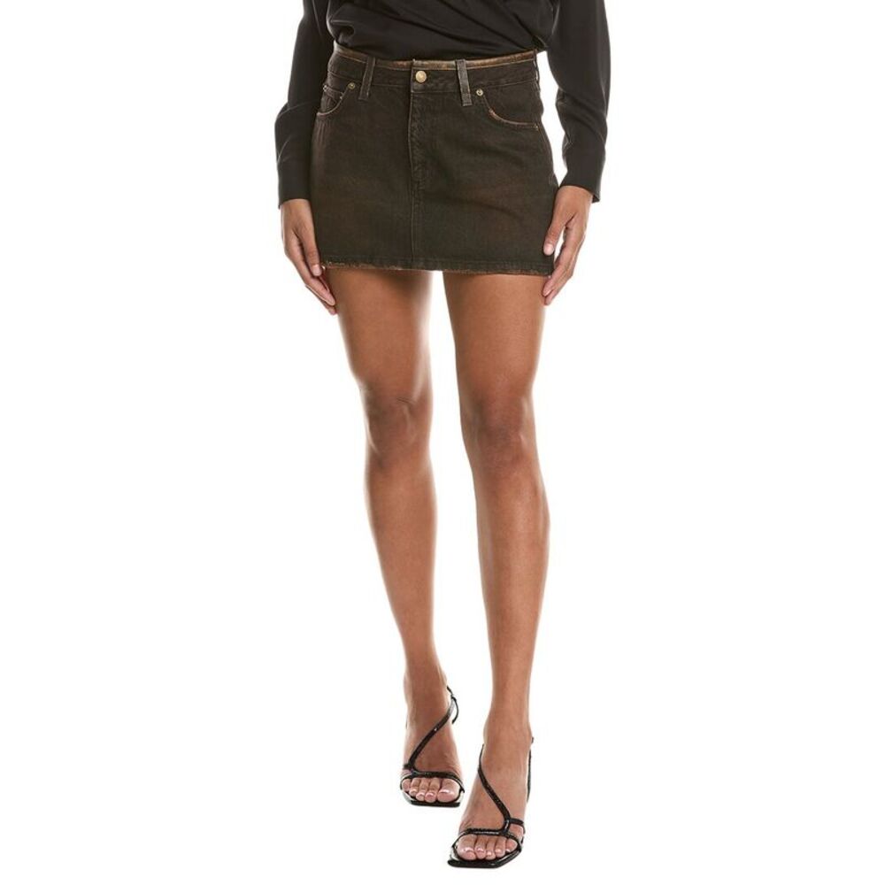 Simkhai Womens  Sally Leather-Trim Mini Skirt